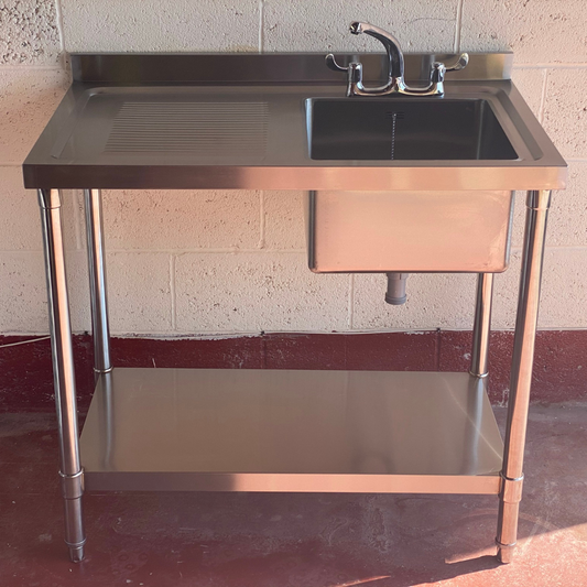 1000mm Single Bowl Commercial Sink with Drainer (Left)