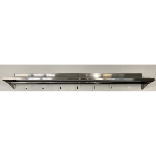 Stainless Steel Wall Shelf With Hook Rail - 1800x300mm