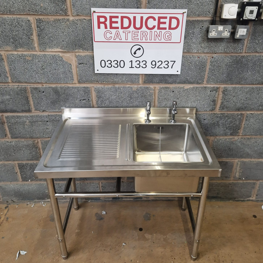 B-GRADE Commercial Sink 1000mm - No Under shelf - With Left Hand Drainer - B-GRADE