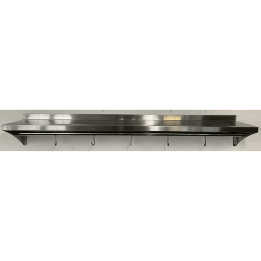 Stainless Steel Wall Shelf With Hook Rail - 1500x300mm