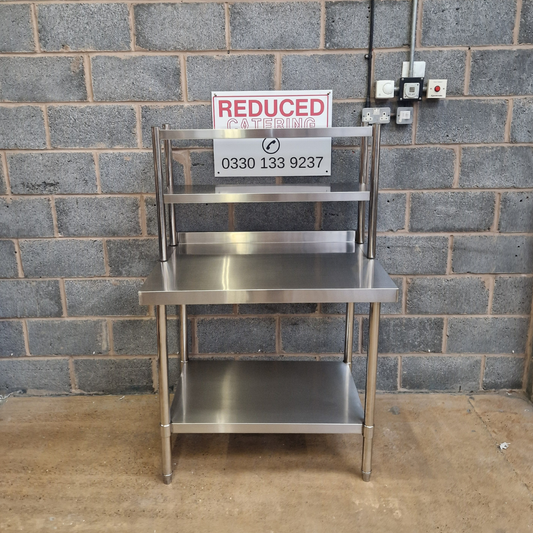 Stainless Steel Wall Prep table - 1000x600x900mm (WxDxH) With Double Chefs Gantry