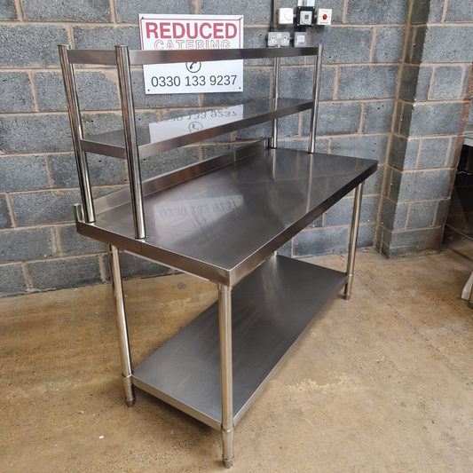 Stainless Steel Wall Prep table - 1500x700x900mm (WxDxH) With Double Chefs Gantry