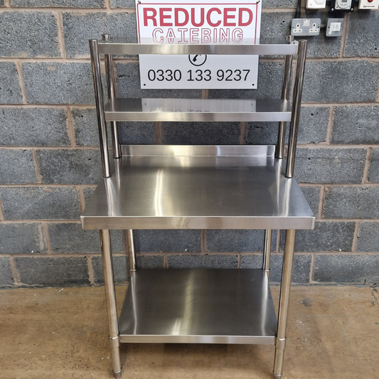 Stainless Steel Wall Prep table - 900x600x900mm (WxDxH) With Double Chefs Gantry